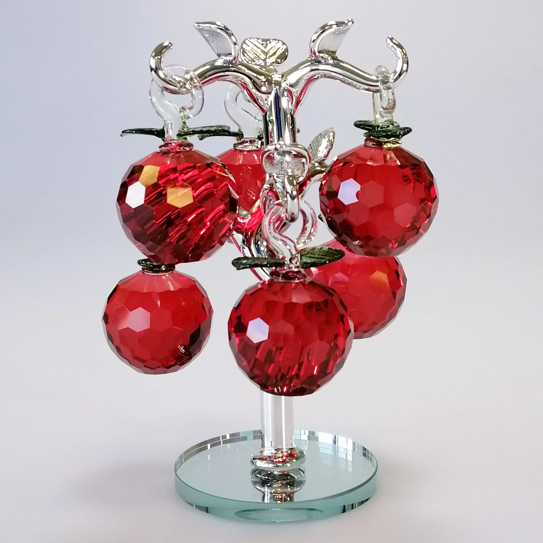 16cm Cut Glass Red Apple Tree - Image 3