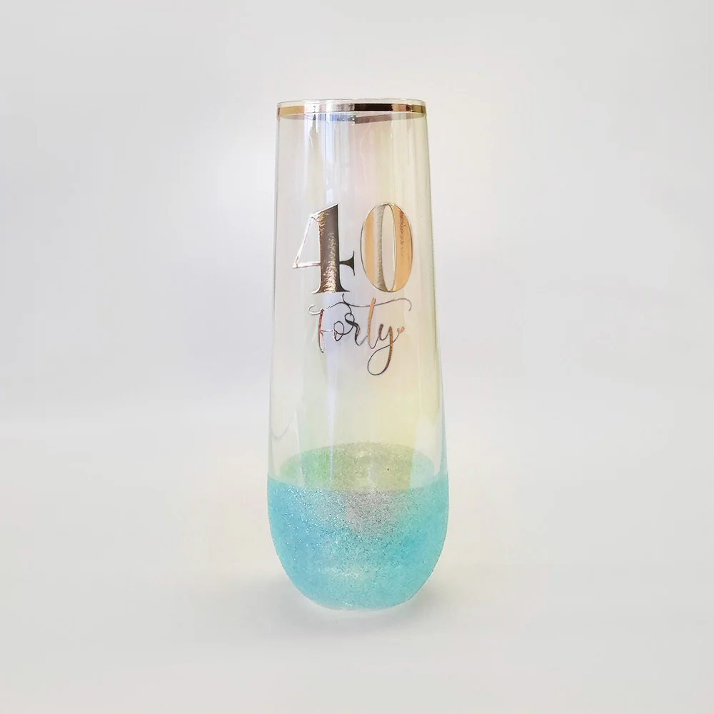 40th Birthday Glitter Champagne Glass