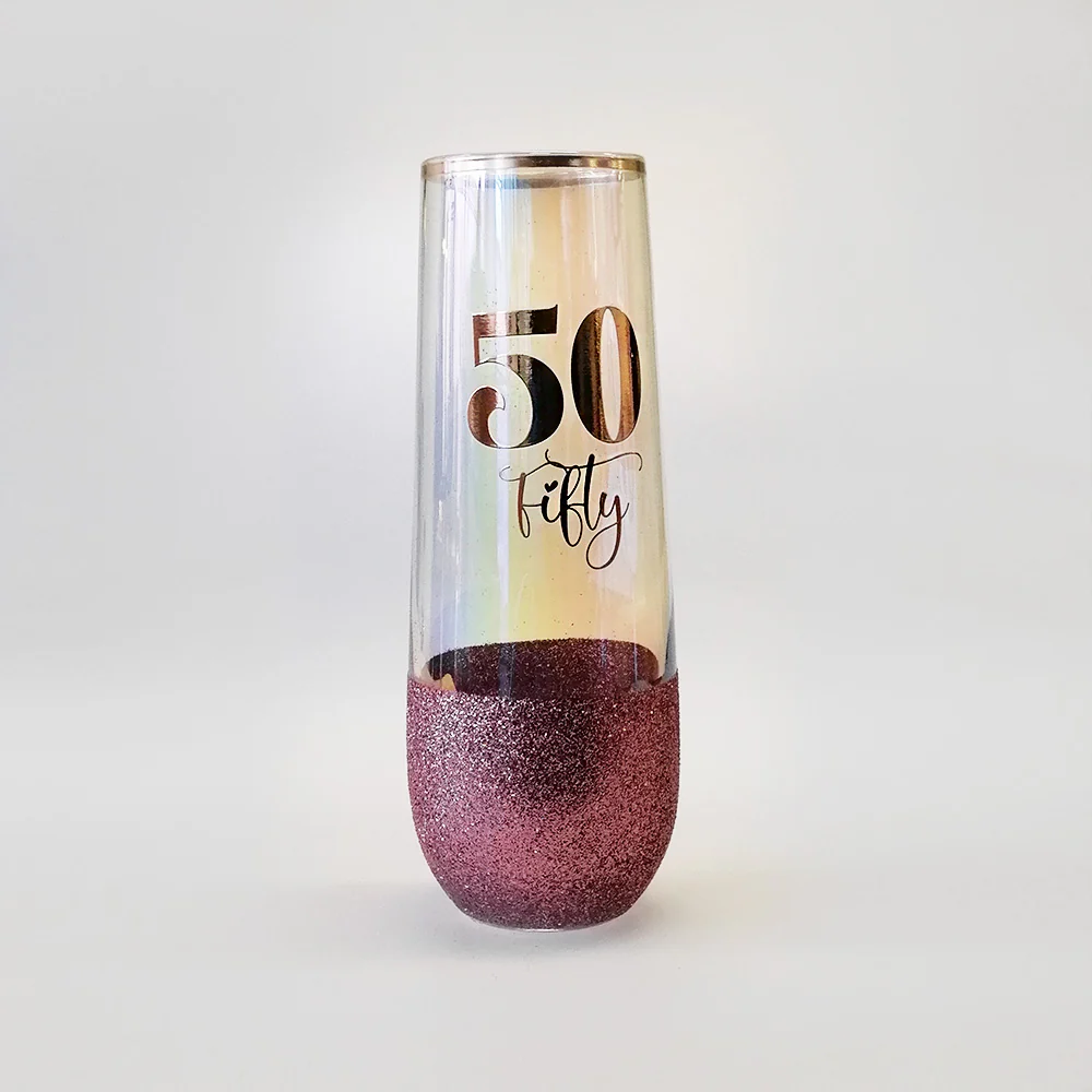 50th Birthday Glitter Champagne Glass