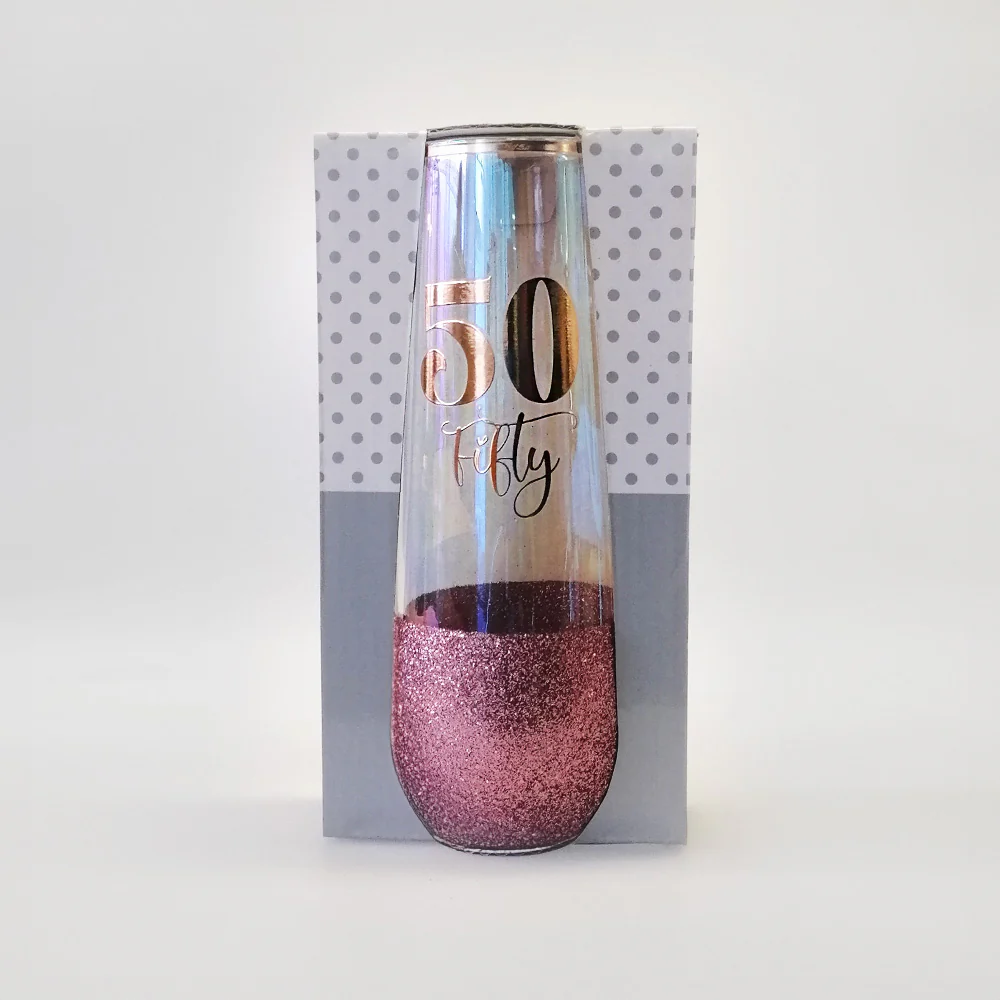 50th Birthday Glitter Champagne Glass - Image 2