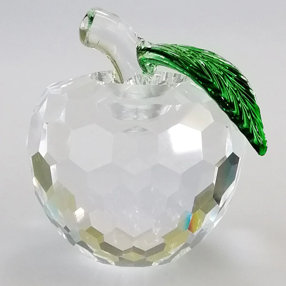 5cm Wide Cut Glass Apple - Clear - Image 2