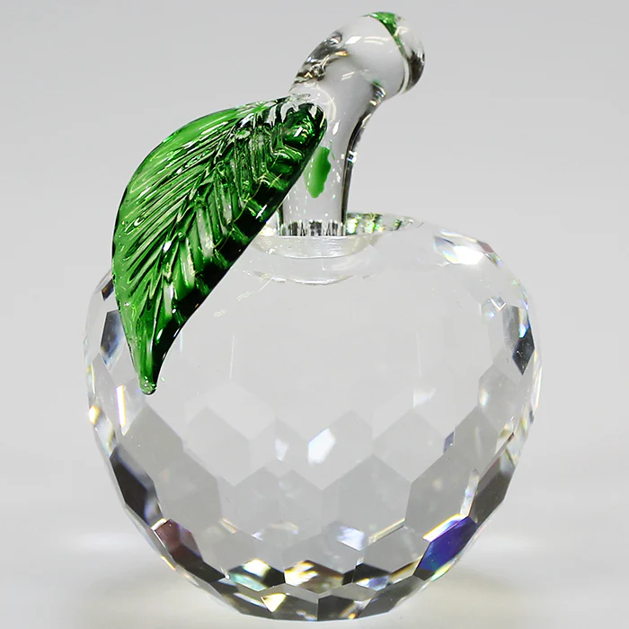 6cm Wide Cut Glass Apple - Clear