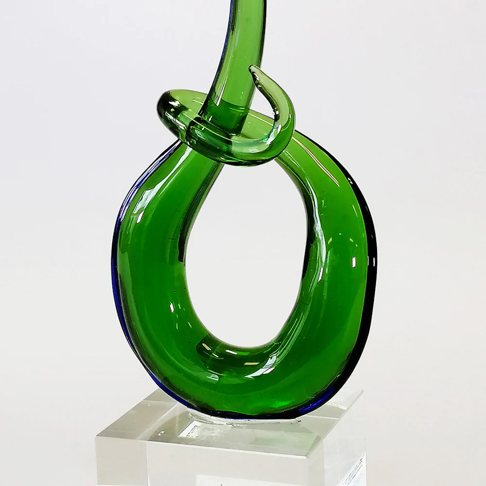 Art Glass 'Six Shape' - Green - 15.5cm - Image 2