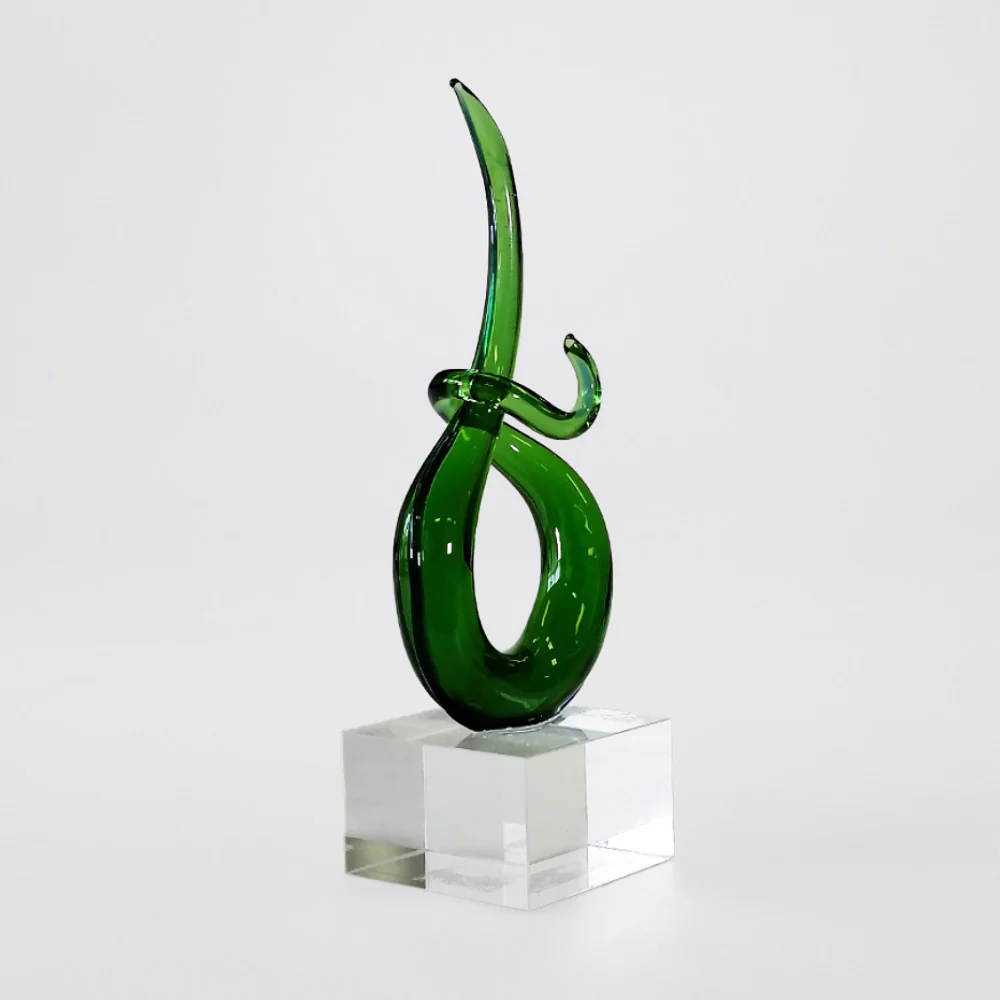 Art Glass 'Six Shape' - Green - 15.5cm - Image 3