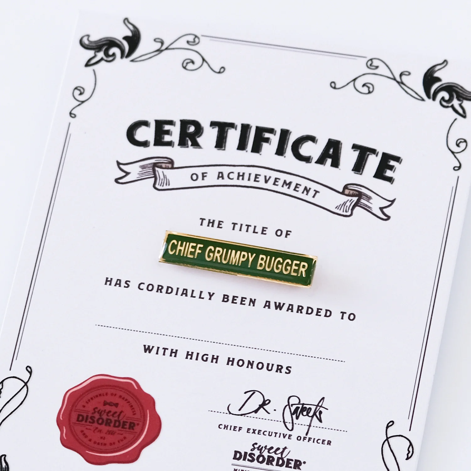 Badge & Certificate - 'Chief Grumpy Bugger' - Image 2