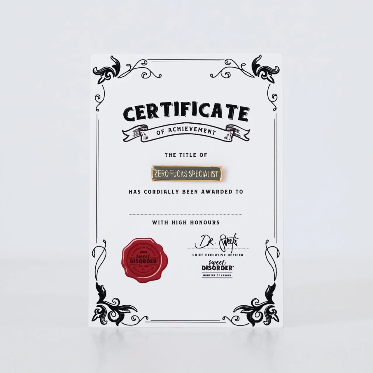 Badge & Certificate - 'Zero F*cks Specialist'