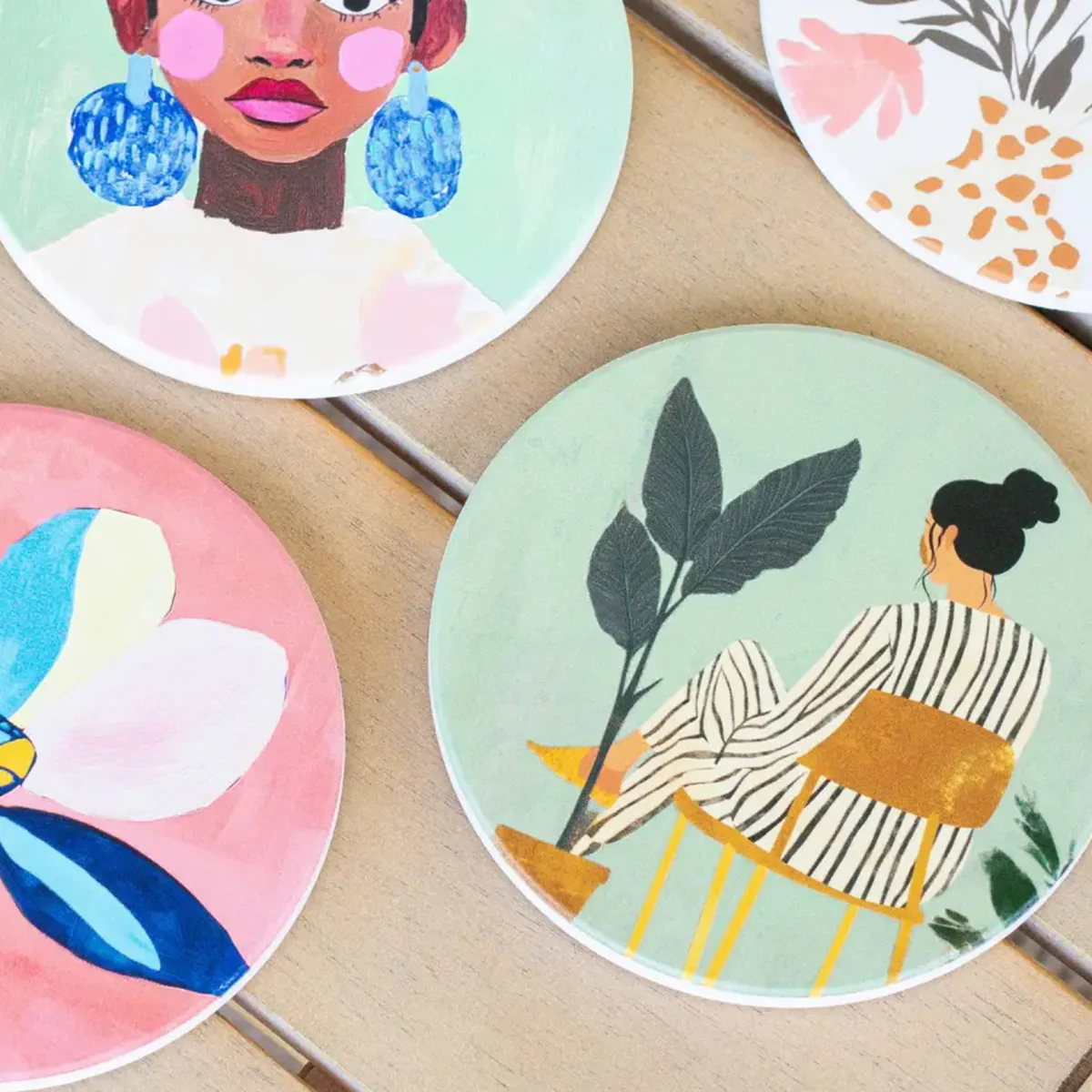 Billie - Ceramic Coaster - Lady On Chair - Image 2
