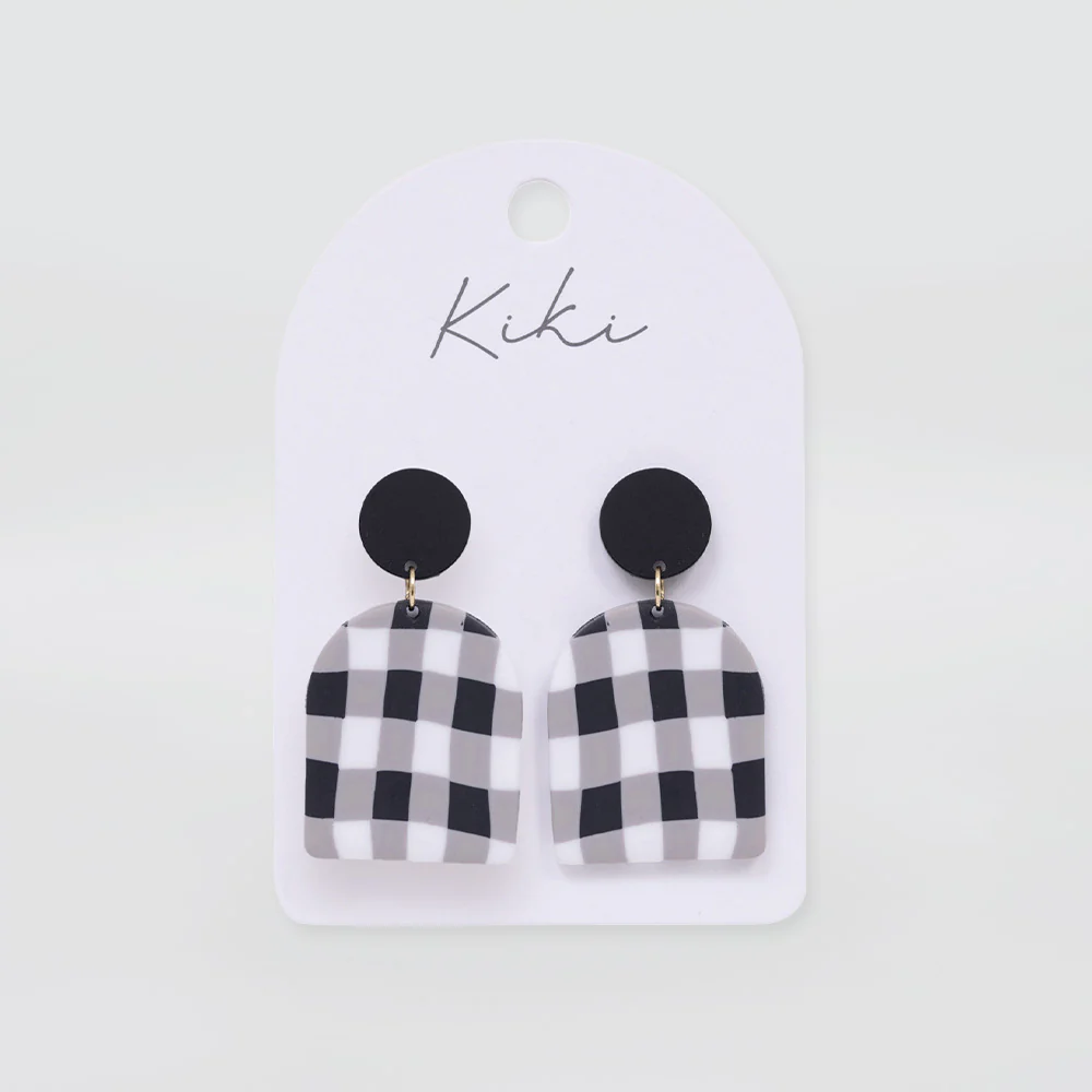 Black Gingham Earrings - Image 2