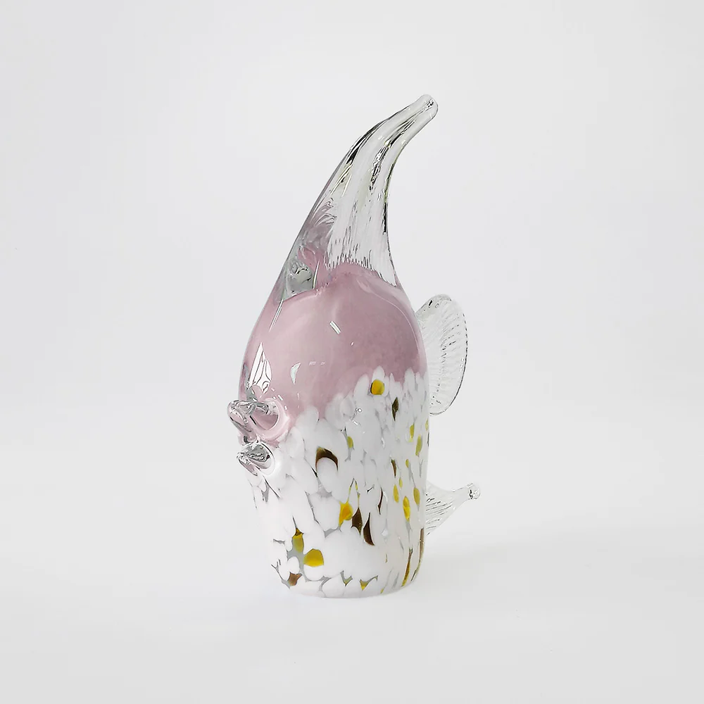 Glass Angelfish - White & Gold Base - 17cm - Image 2