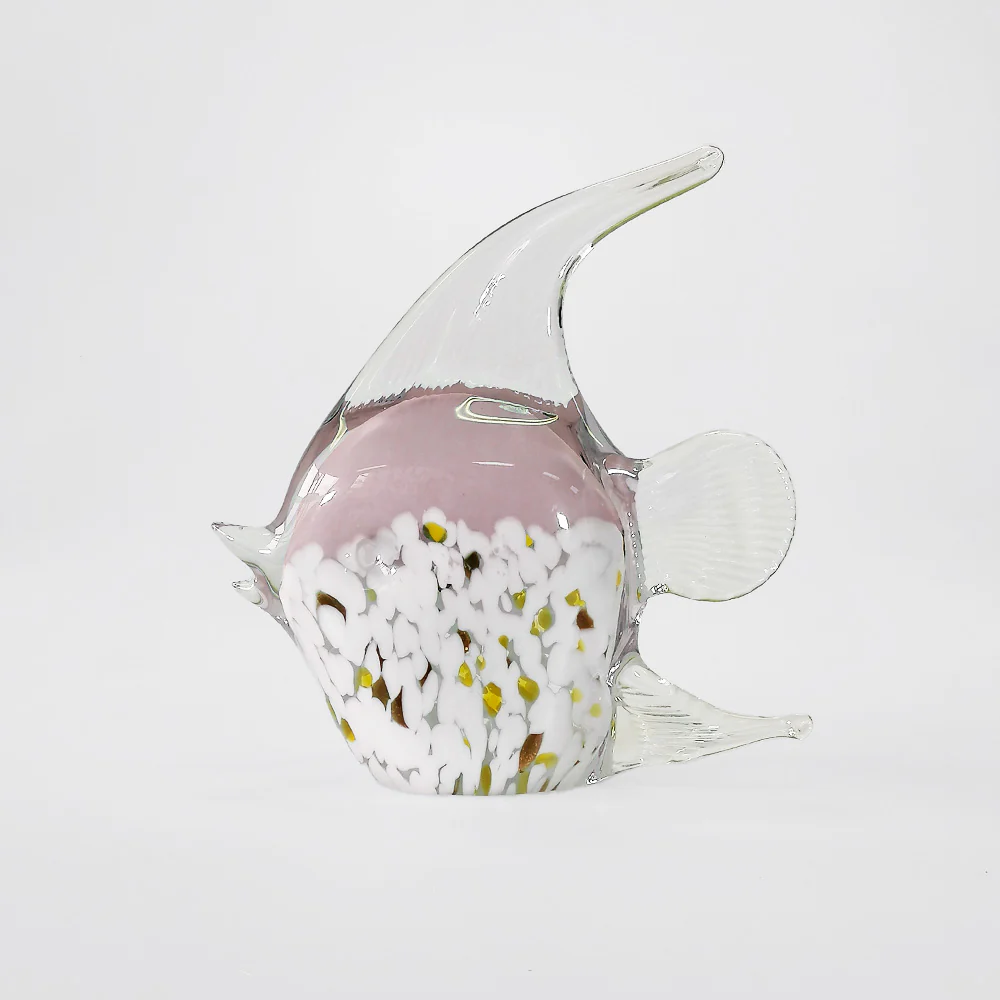 Glass Angelfish - White & Gold Base - 17cm - Image 3