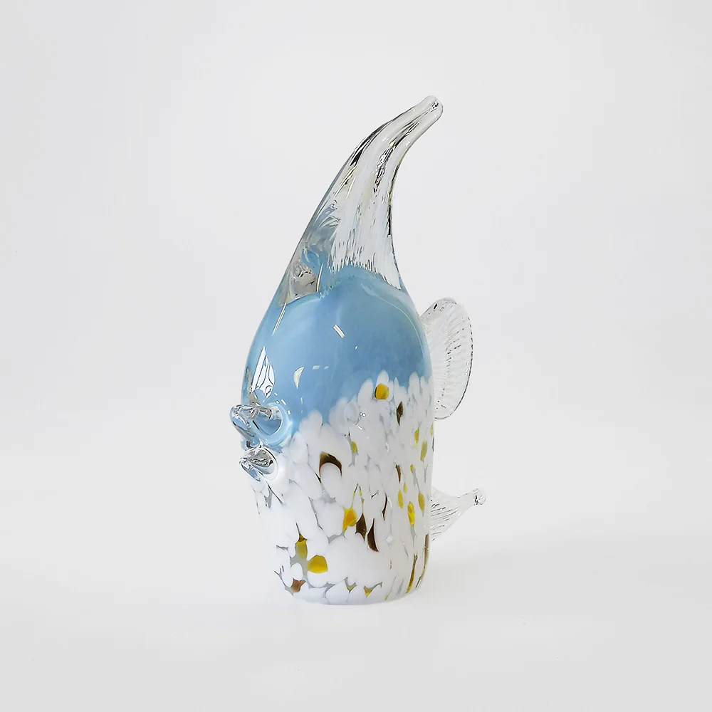 Glass Angelfish - White & Gold Base - 17cm - Image 5