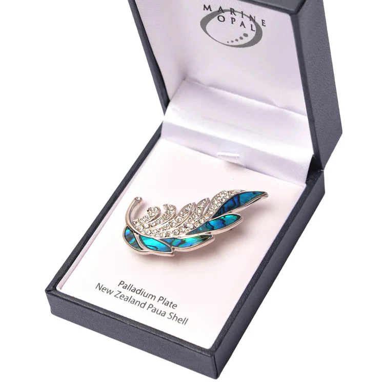 Paua Brooch - 'Crystal Leaf' - Image 2