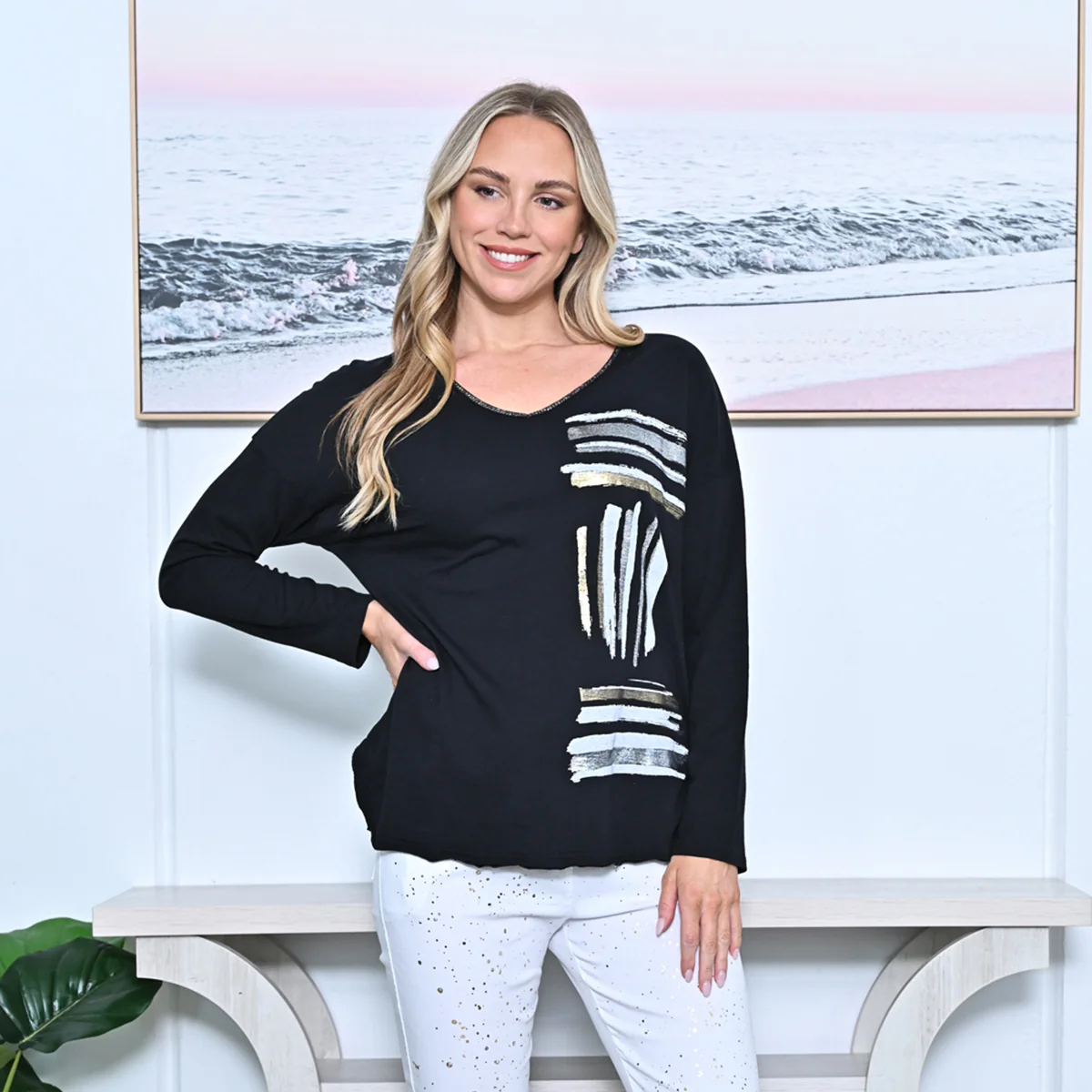 Brushed Lined Style Cotton Top