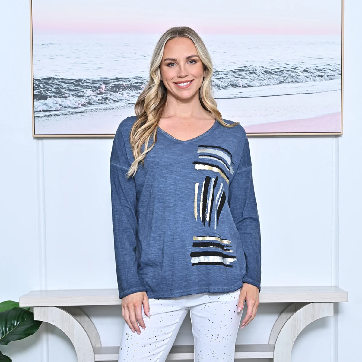 Brushed Lined Style Cotton Top - Image 3