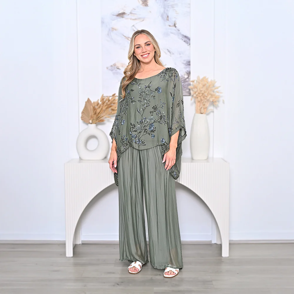 Floral Silk Kaftan Tops - Image 2