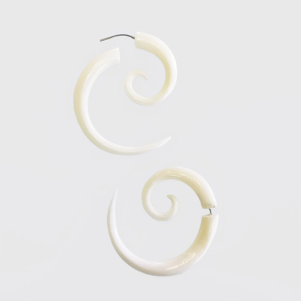 Carved Earrings - Bone Koru Earrings