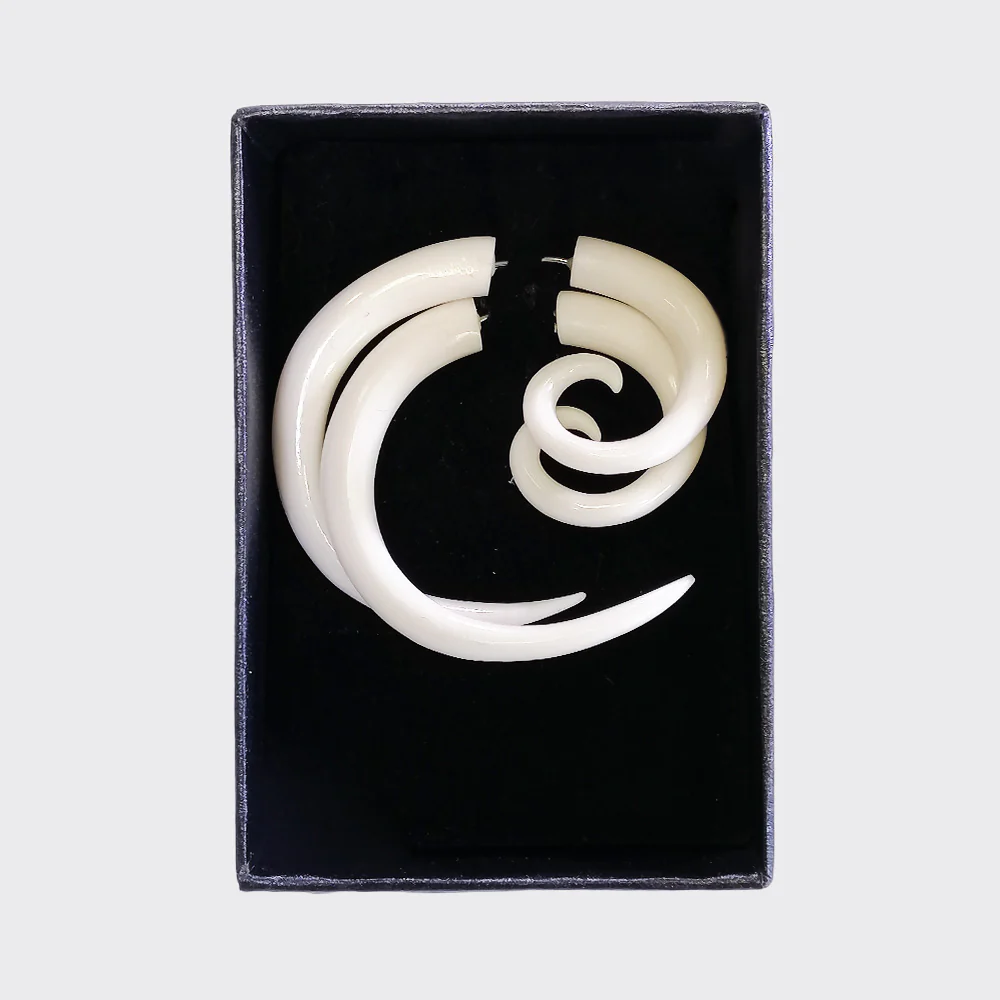 Carved Earrings - Bone Koru Earrings - Image 2