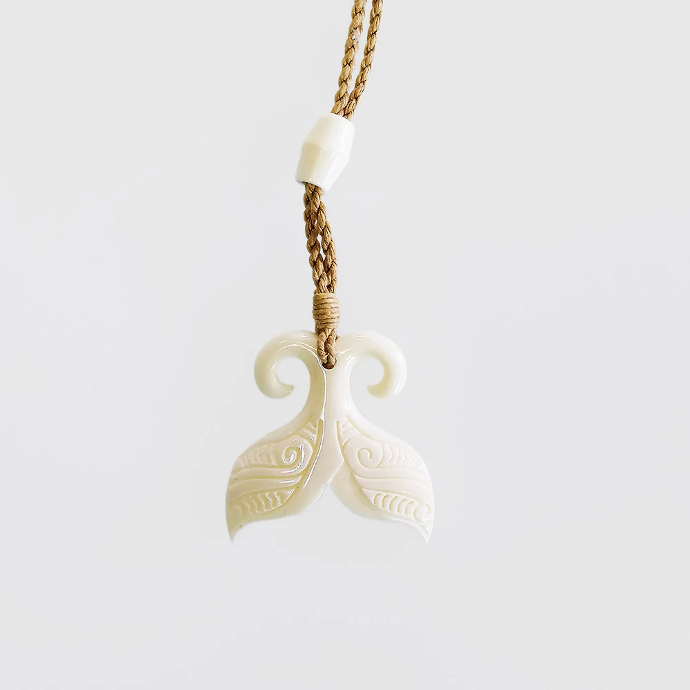 Carved Pendant - Bone Etched Whale Tail
