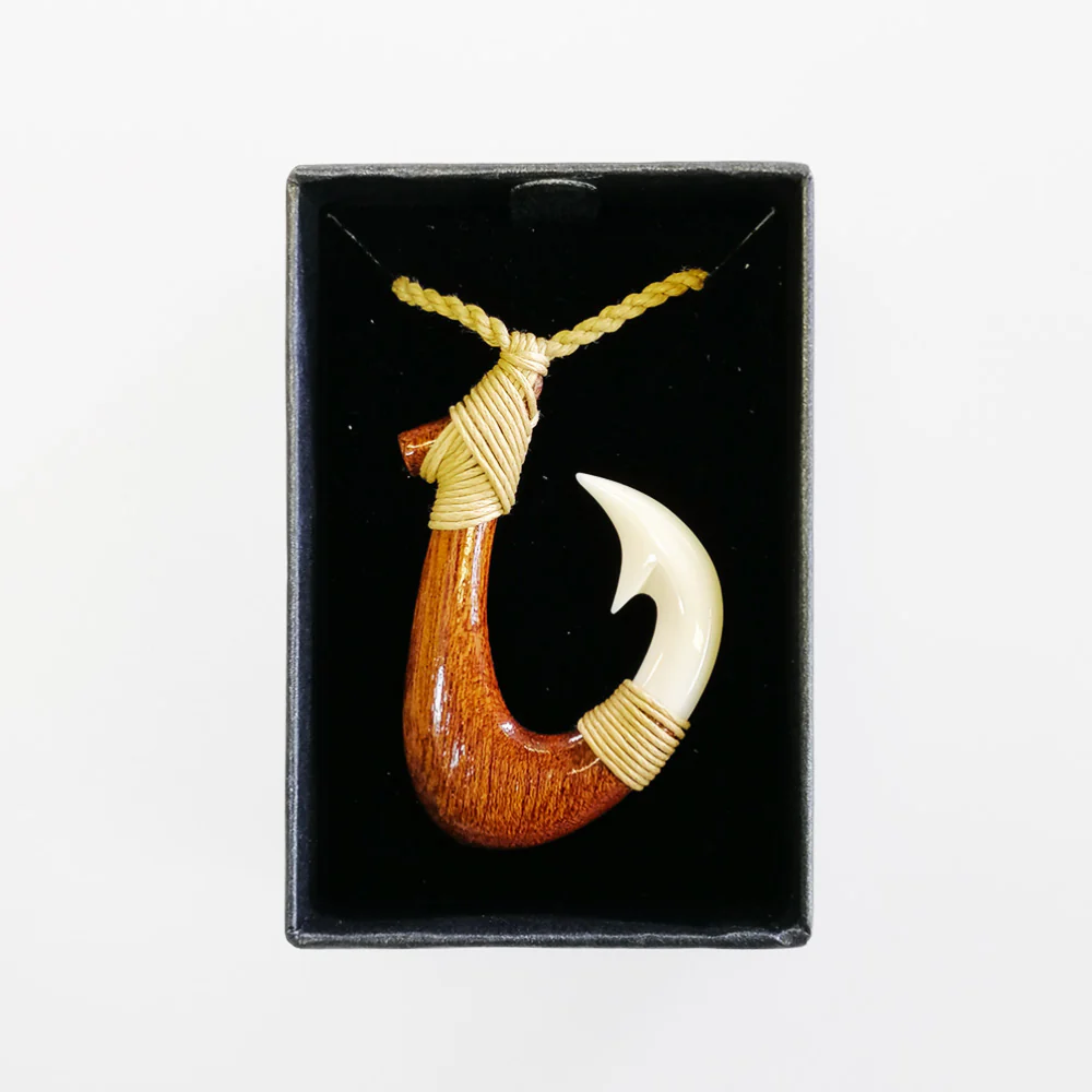 Carved Pendant - Bone & Wood Hook - Image 2