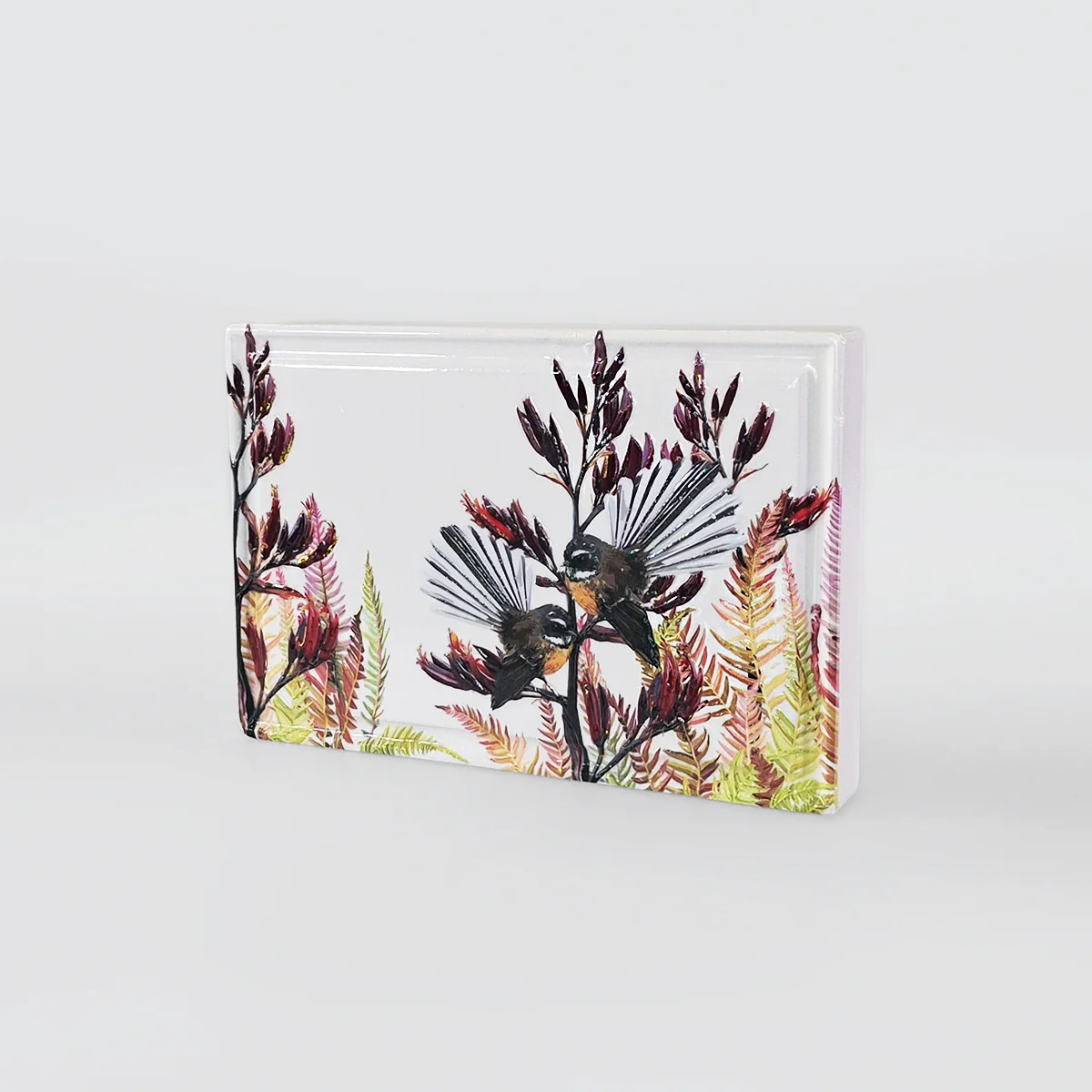 Ceramic Block - 'Fantail & Flax'