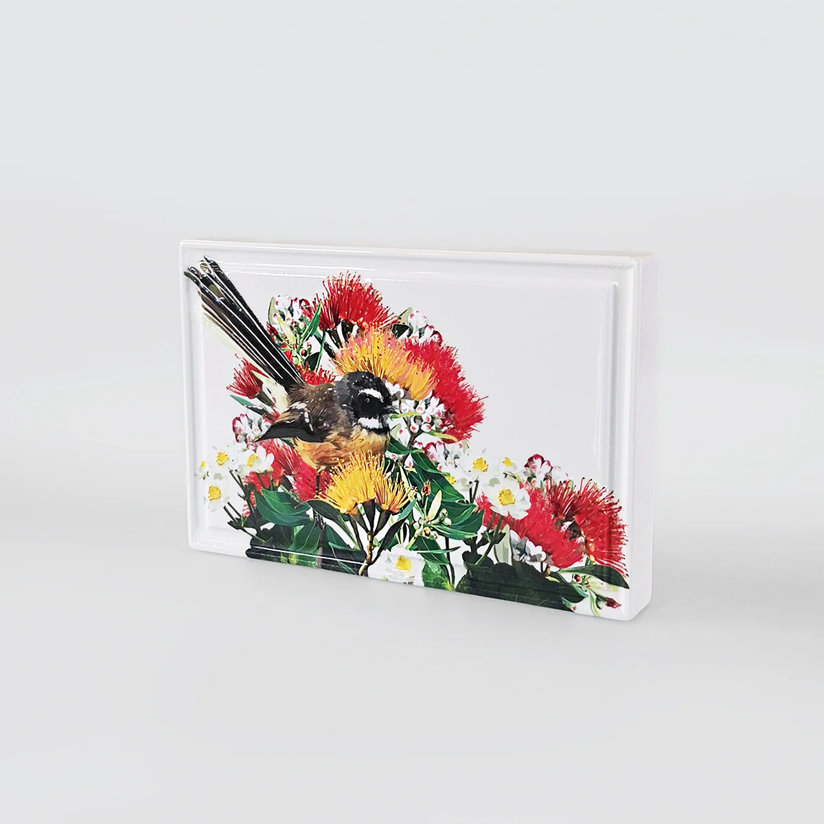 Ceramic Block - 'Fantail & Pohutukawa'