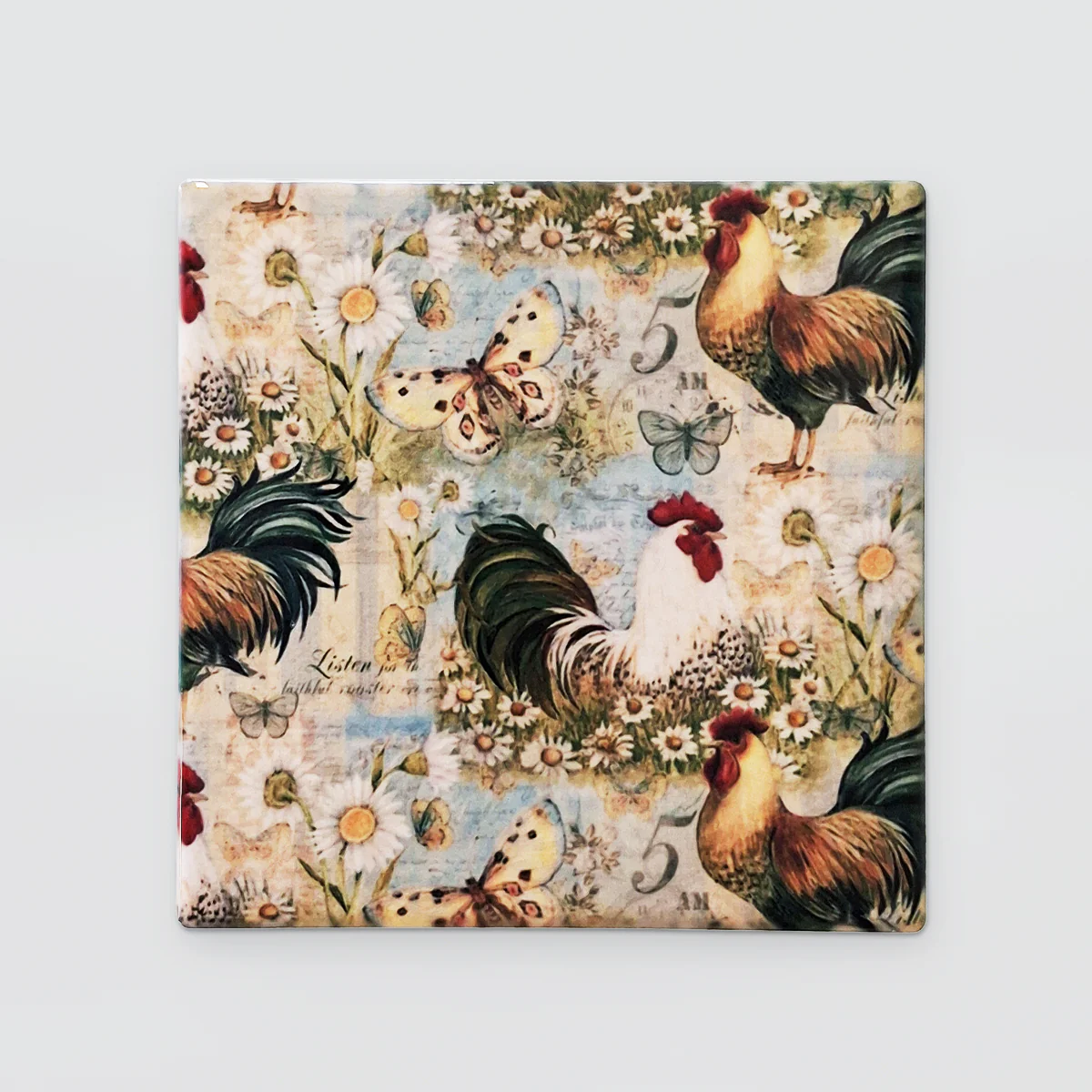 Ceramic Coaster Set/4 - Roosters - Image 4