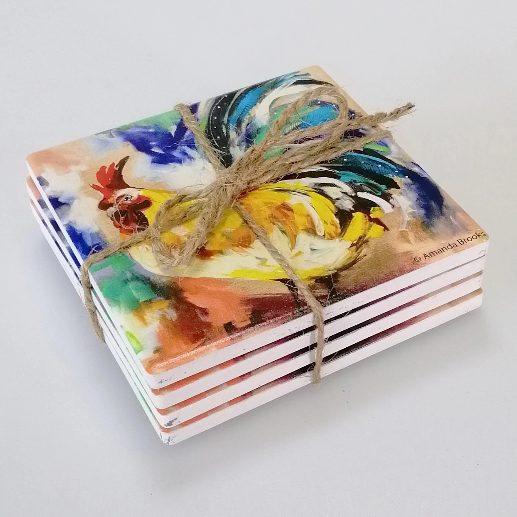 Ceramic Rooster Coasters - Set of 4 - Image 3