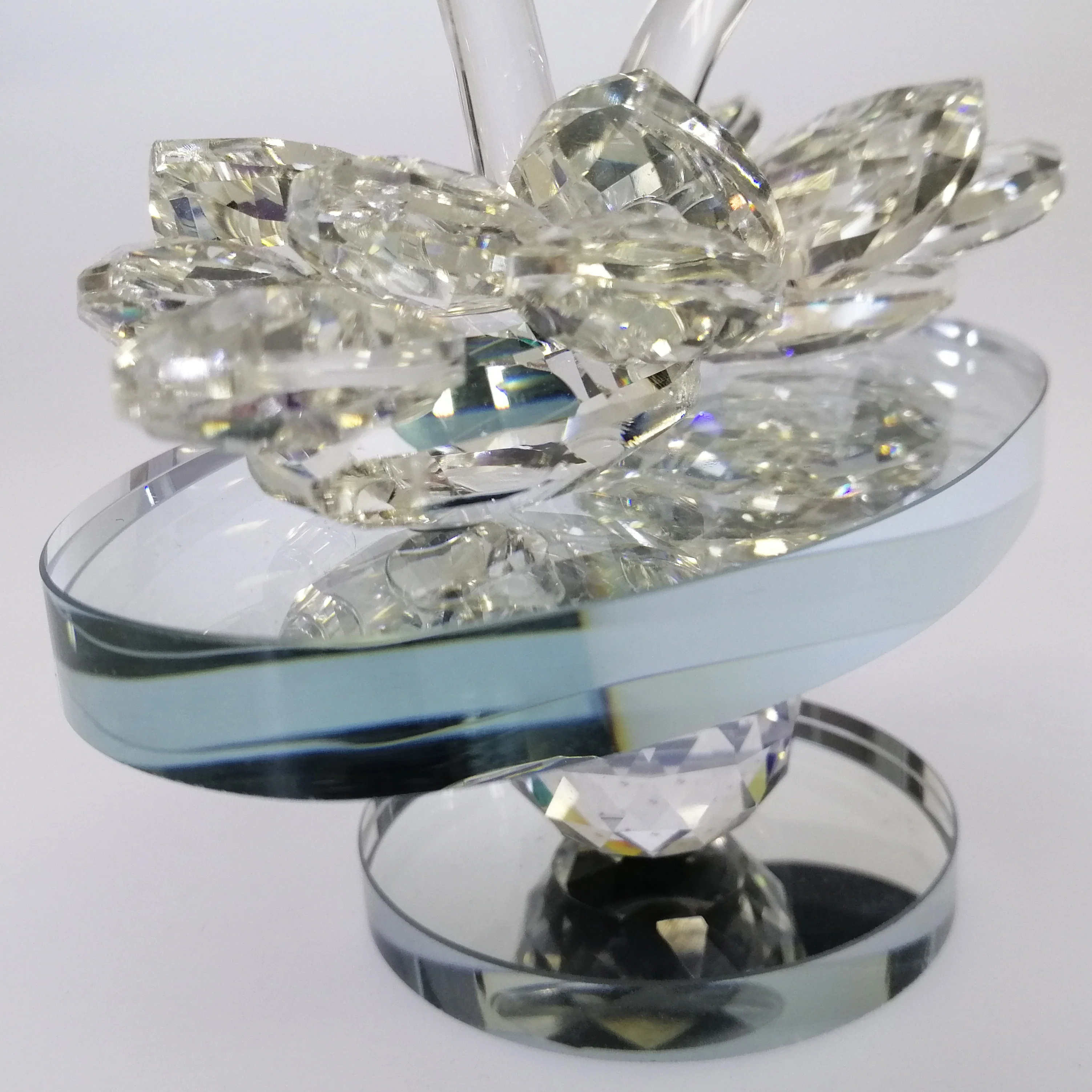 Cut Glass Swans on Turnable Mirror Base - Image 4
