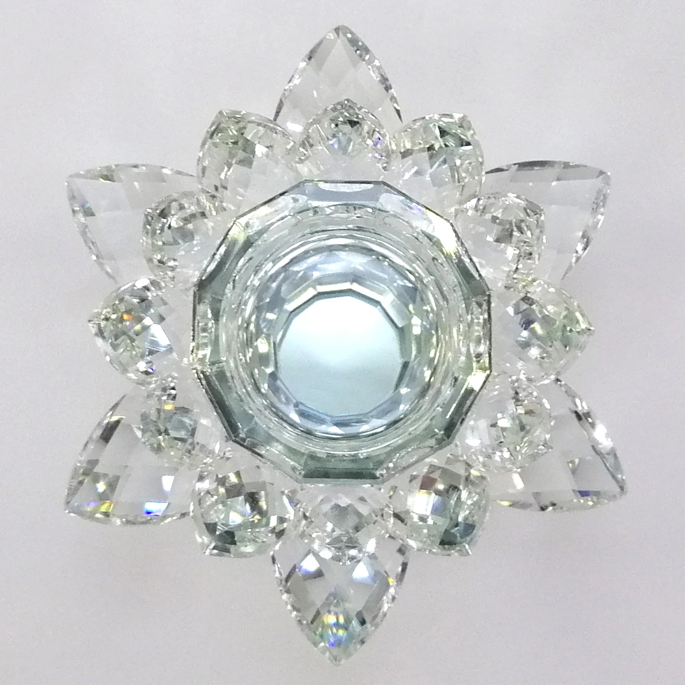 Clear Glass Flower Candle Holder - Image 3
