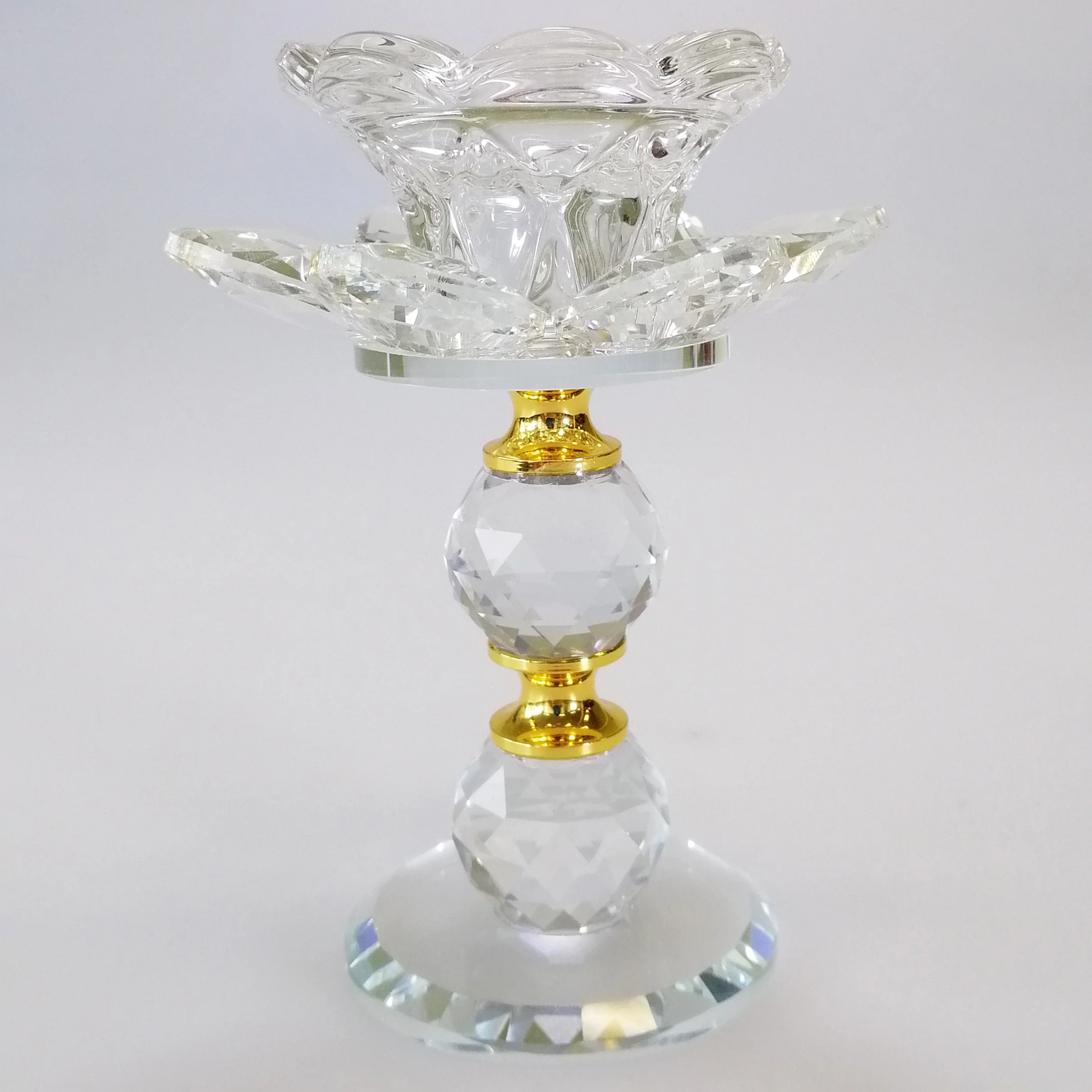 Clear Glass Flower Candlestand - Image 2
