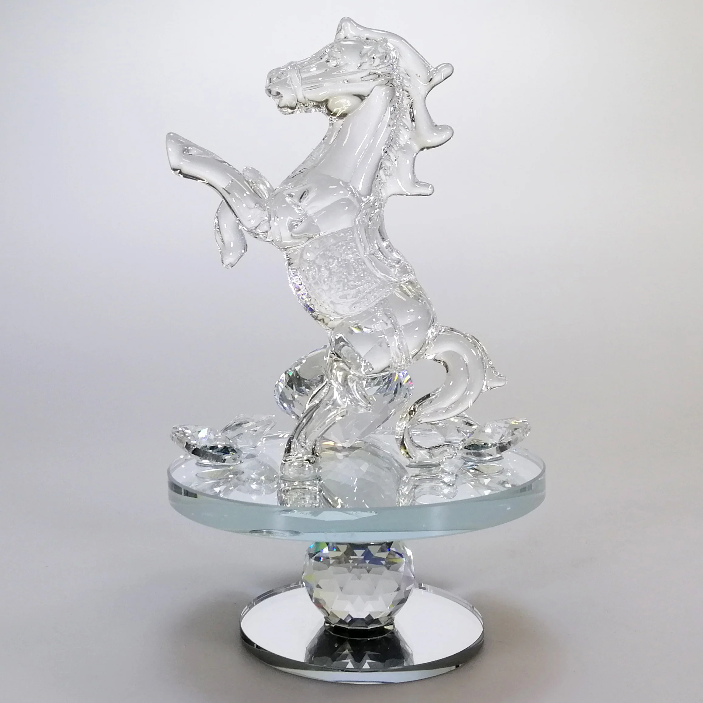 Clear Glass Rearing Horse - Image 2