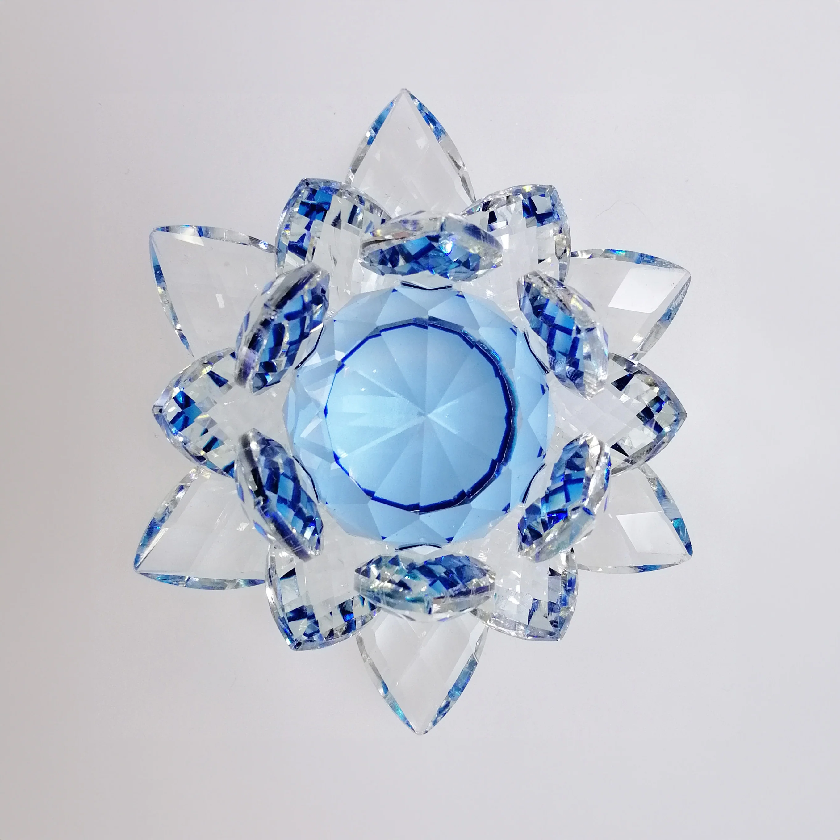 Clear Lotus with Blue Glass Orb - Image 3