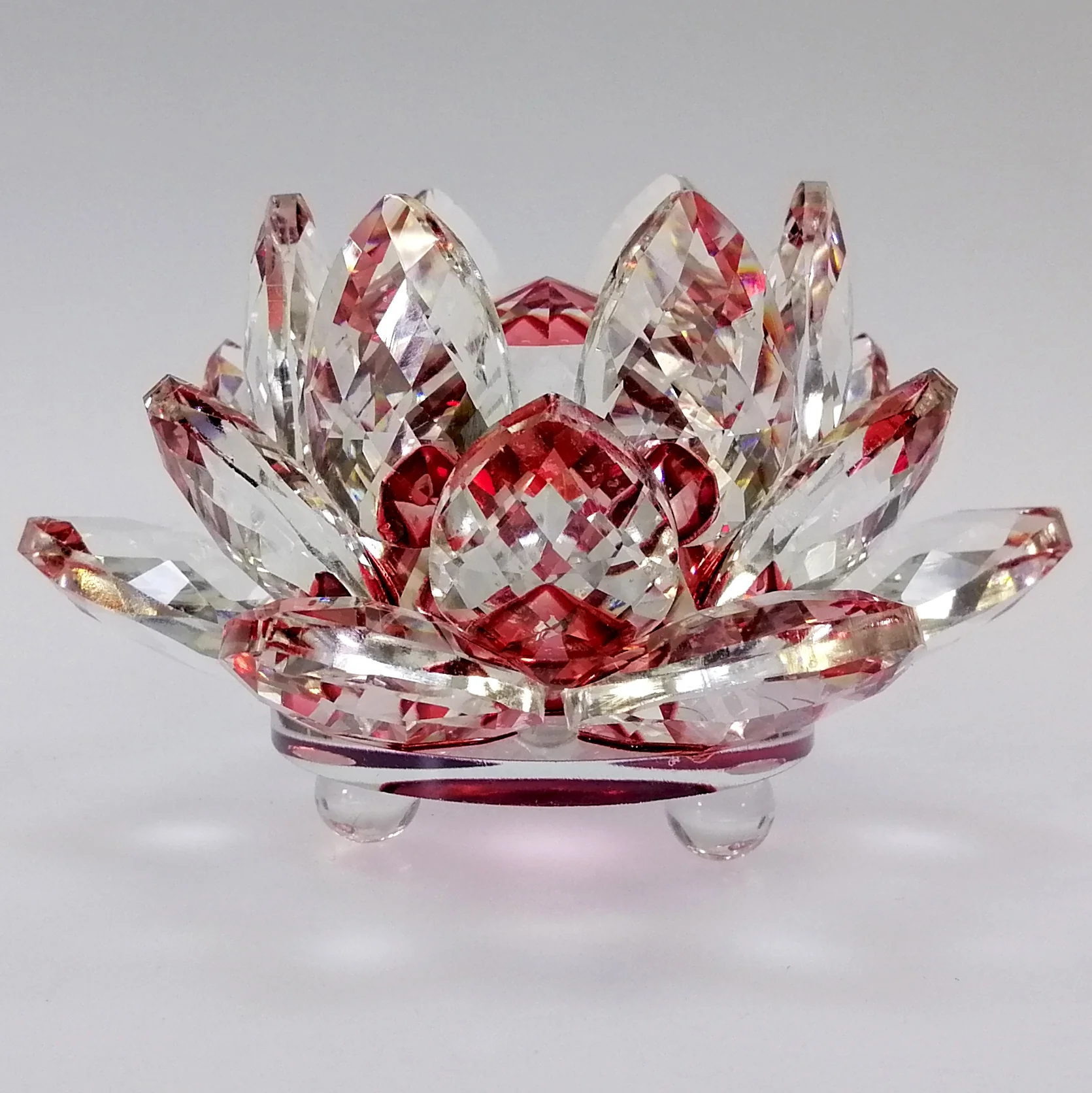 Clear Lotus with Red Glass Orb - Image 2