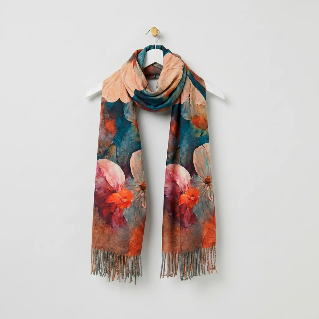 Coloured Floral Winter Scarves - Image 7