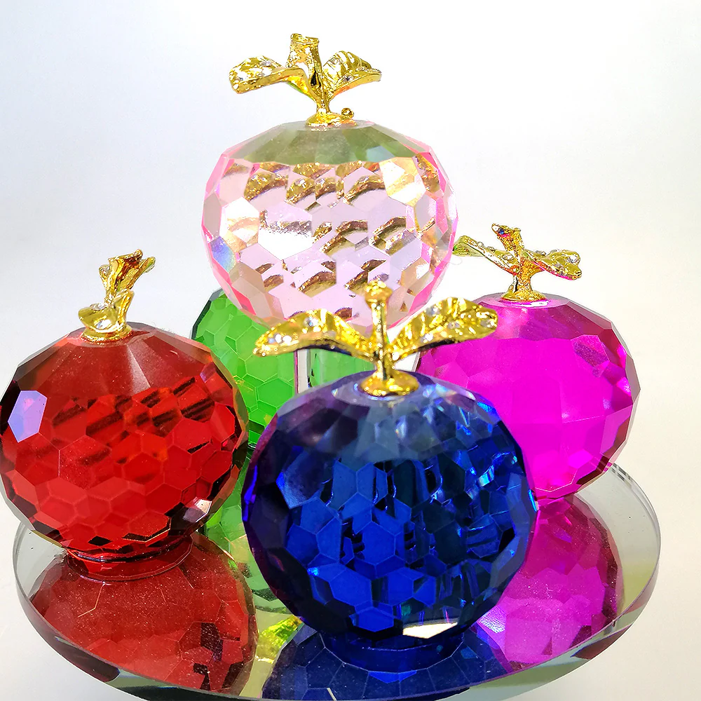 Colourful Glass Apples On Stand - Image 2