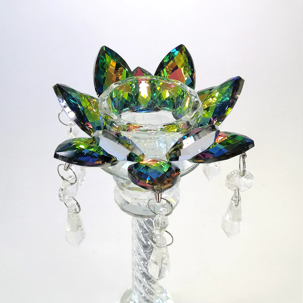 Colourful Glass Flower Candle Stand - 24.8cm - Image 3