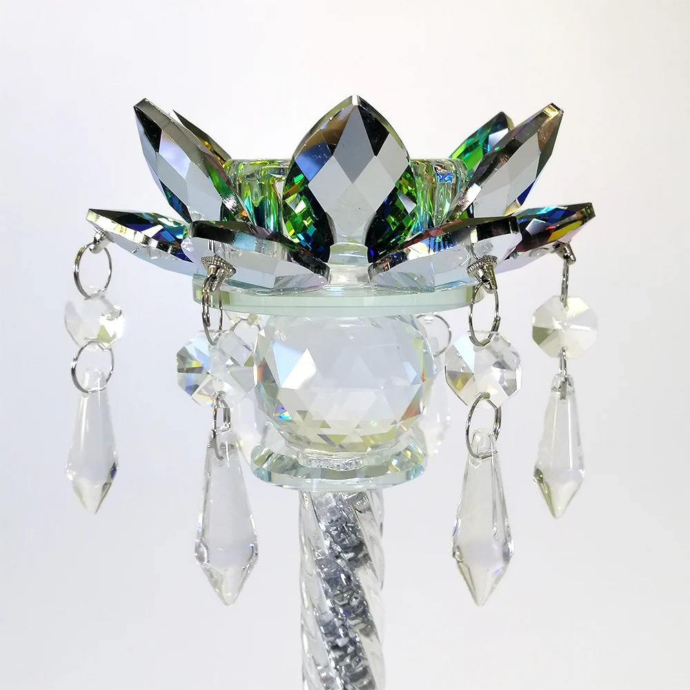 Colourful Glass Flower Candle Stand - 24.8cm - Image 4