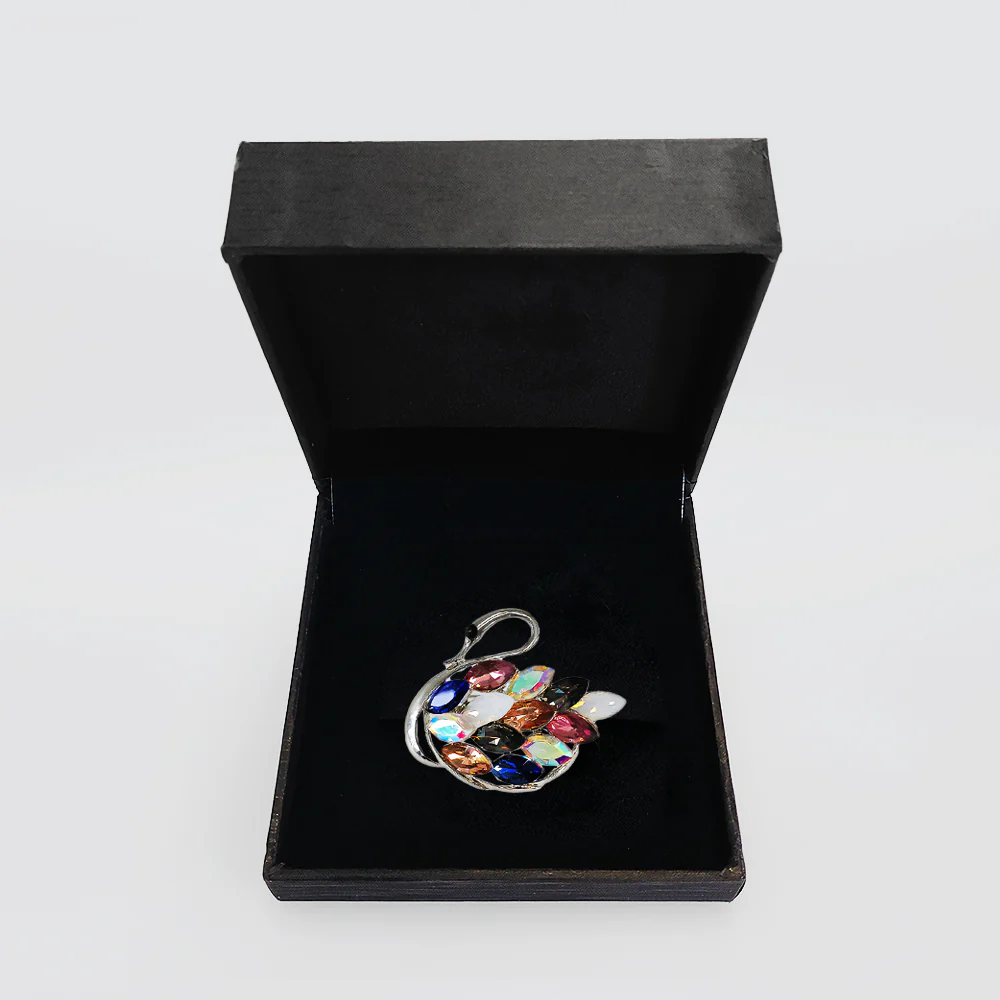 Coloured Diamante 'Crying Swan' Brooch - Image 2