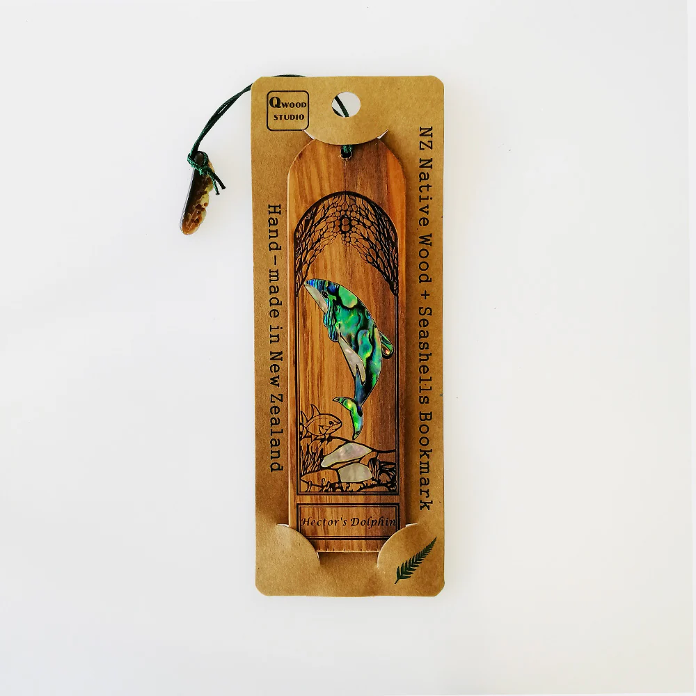 Dolphin Bookmark - Wood & Paua Shell - Image 3