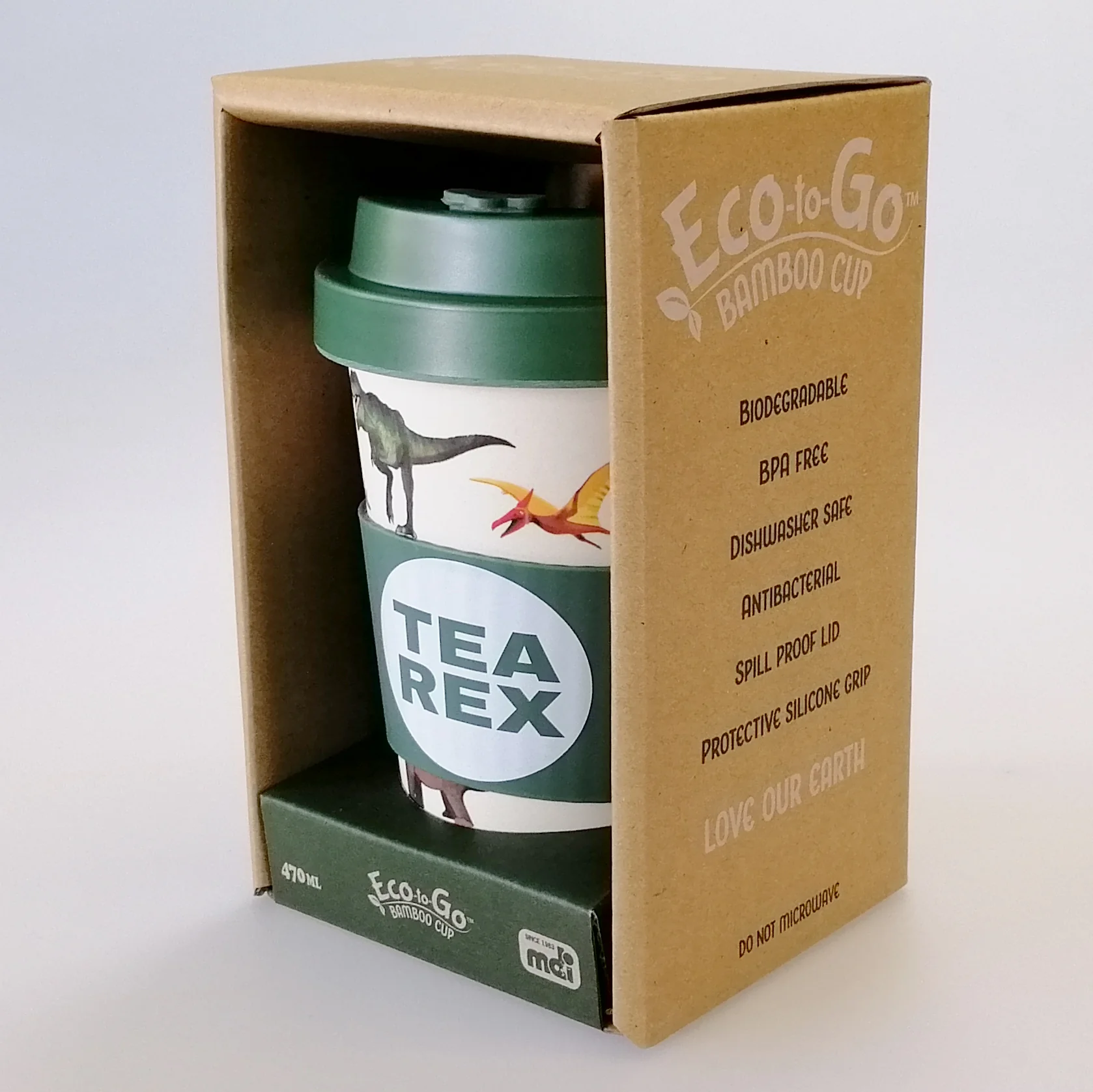 Eco-to-Go Bamboo Cup - 'Tea Rex' - 470ml - Image 4