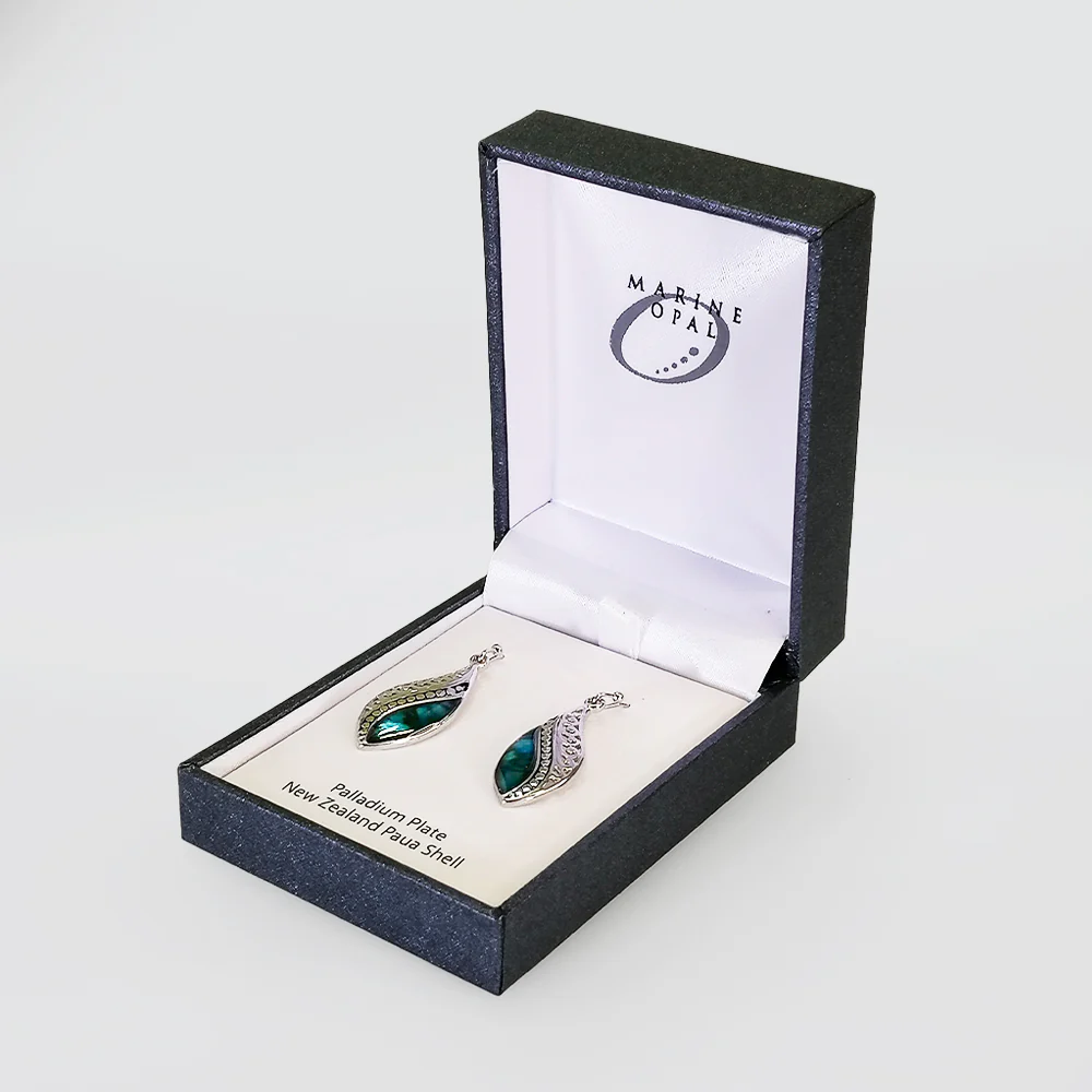 Filigree Paua Earrings - 'Spiral Leaves' - Image 2