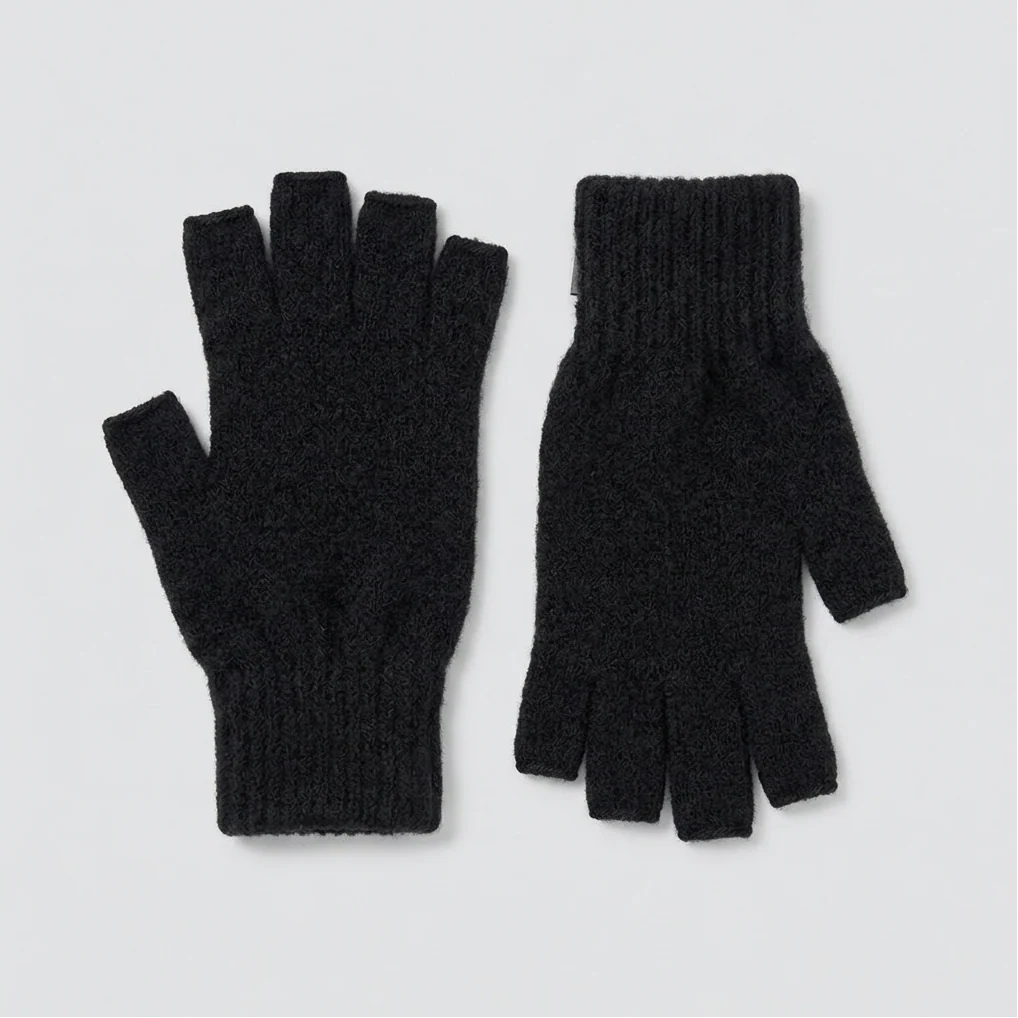 Possum Merino Fingerless Gloves - Black