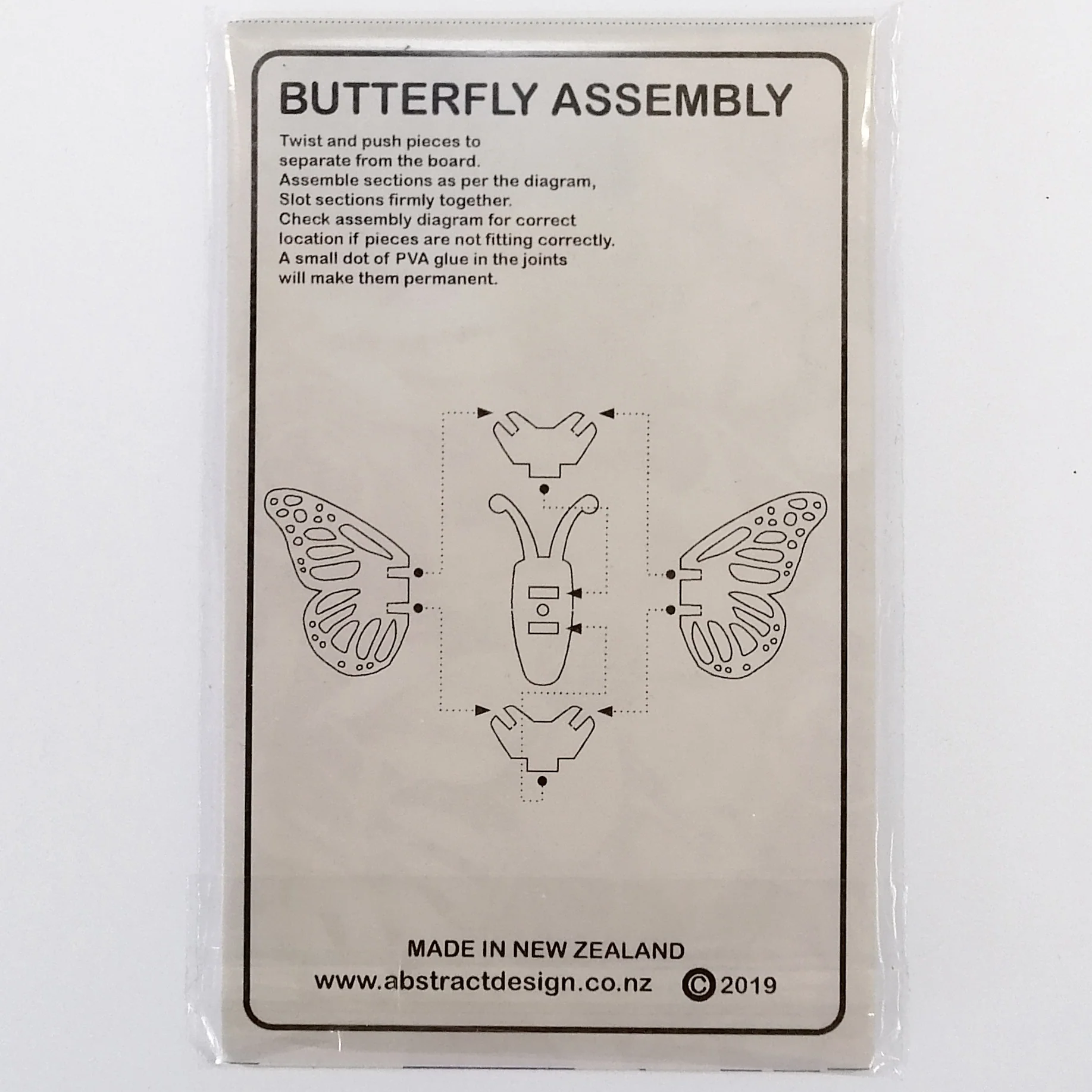 Flat-pack Kitset Wooden Model - Mini Butterfly - Orange Pattern - Image 3
