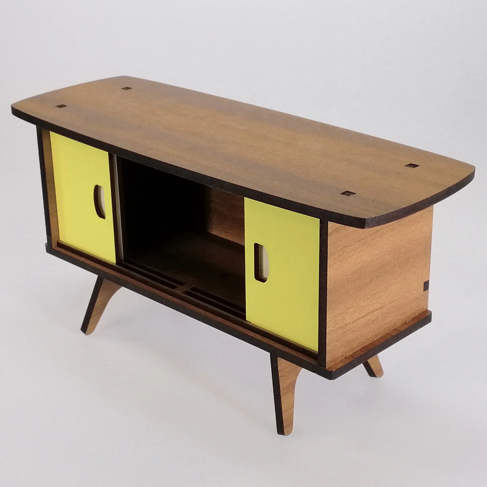 Four-Door Mini Cabinet Woodcraft - Cream & Yellow - Image 3