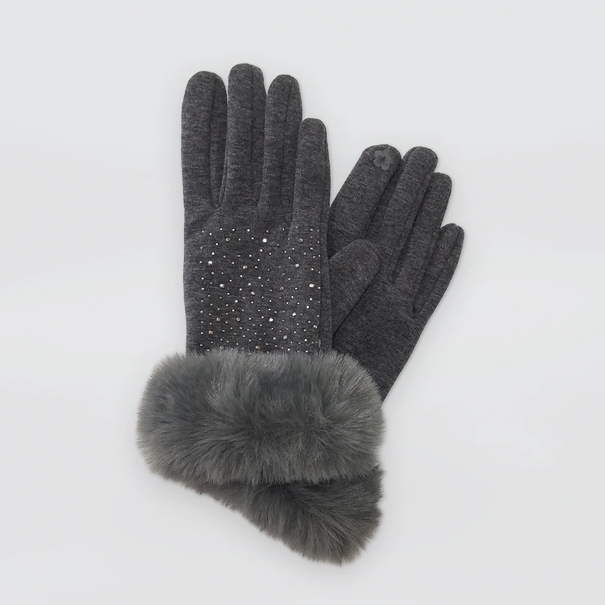 Fur Cuff Gloves - Sparkles - Image 2