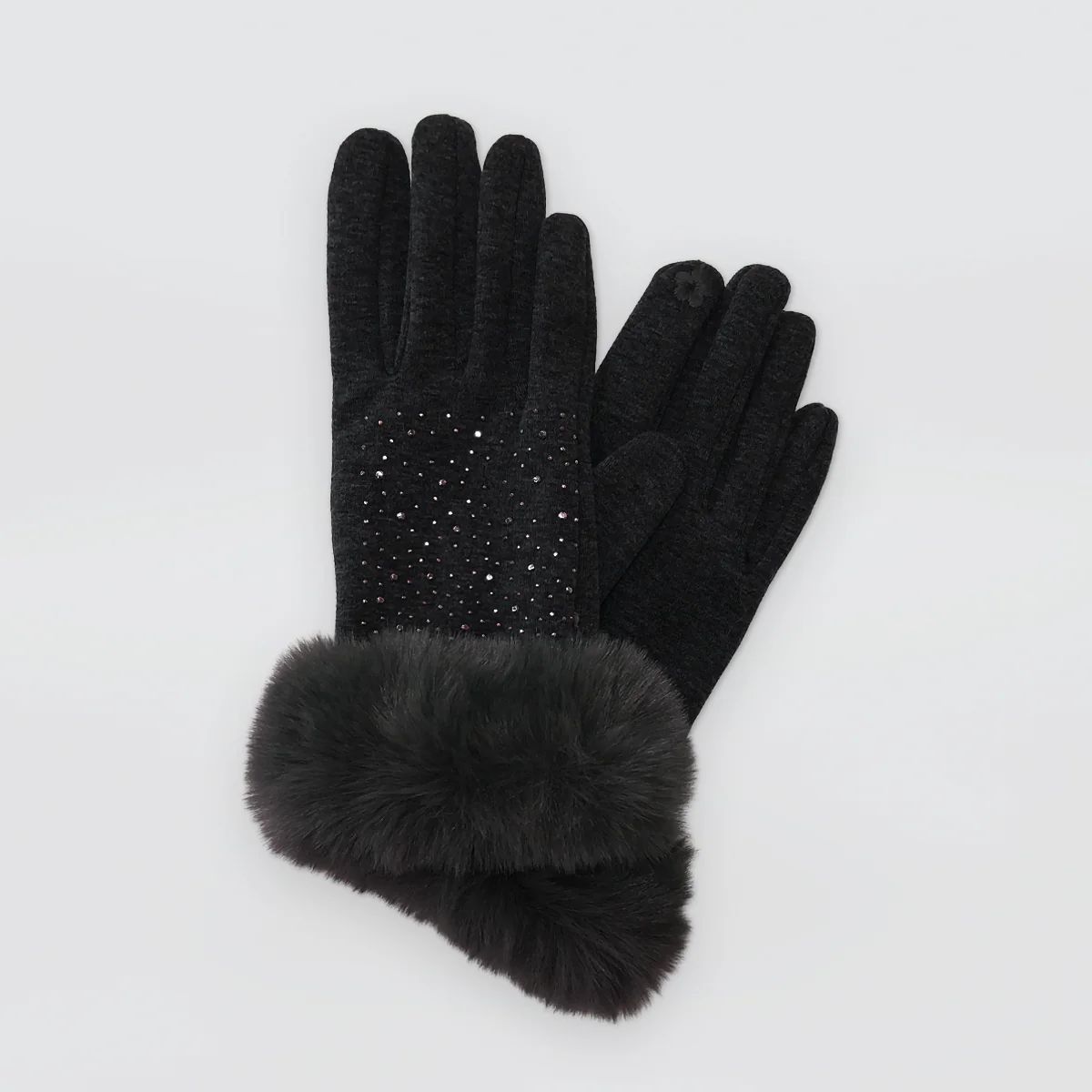 Fur Cuff Gloves - Sparkles - Image 3