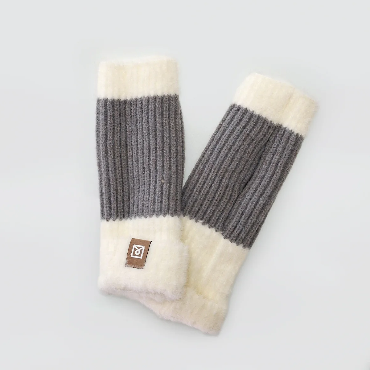Fur Trim Fingerless Knit Gloves