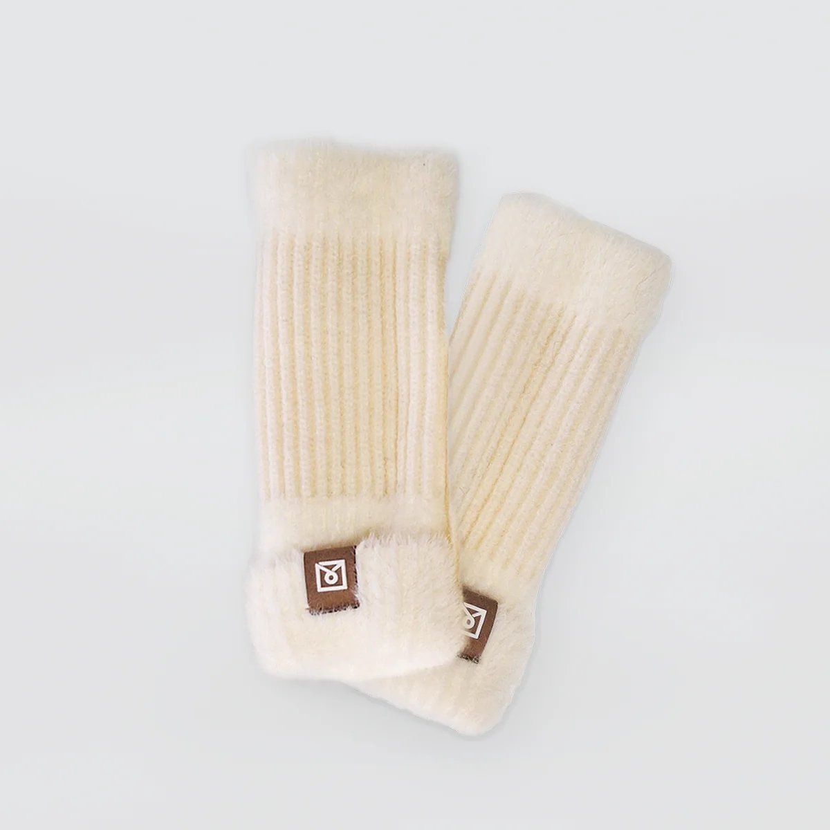 Fur Trim Fingerless Knit Gloves - Image 3