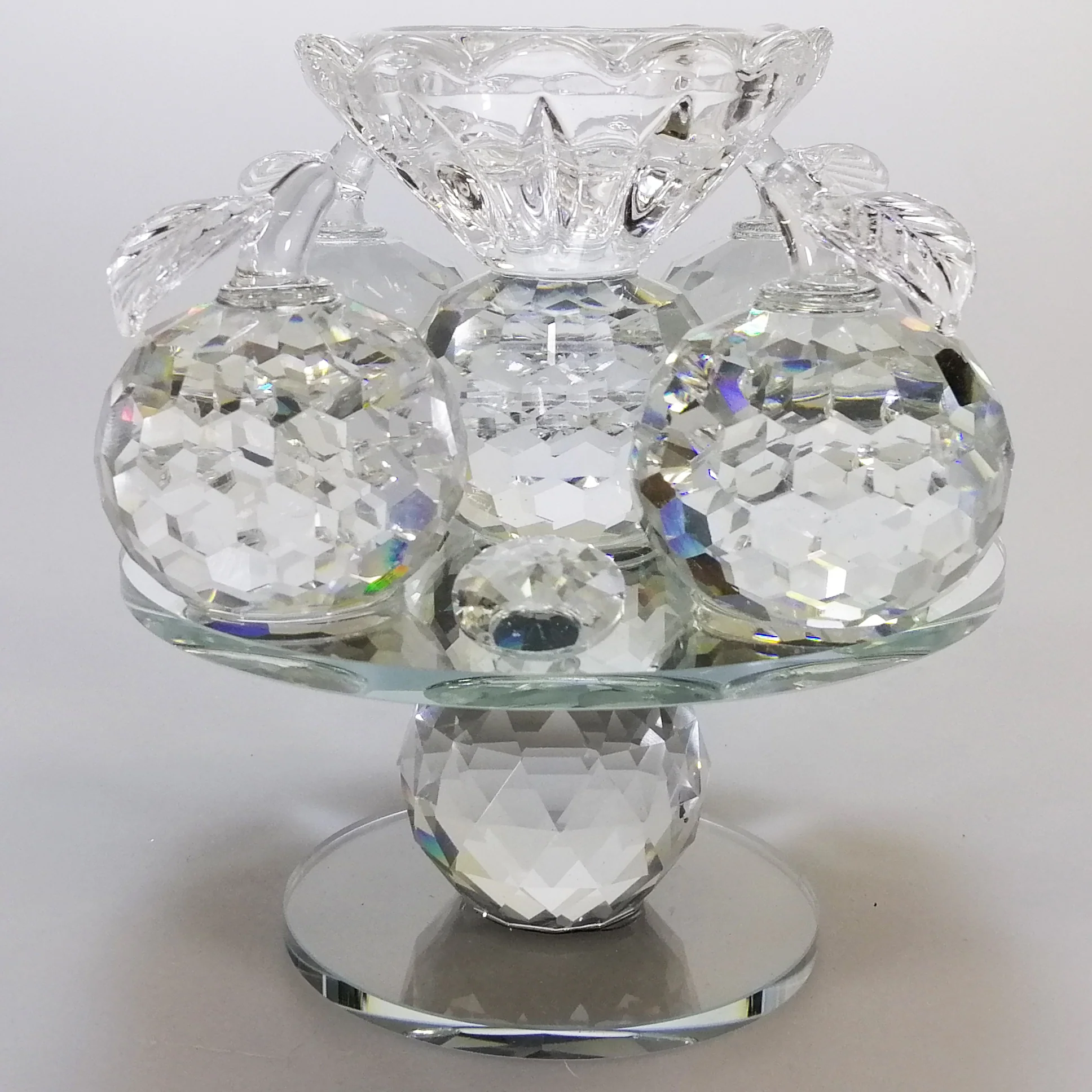 Clear Glass Apples Tealight Holder on Turnable Plate - Image 2