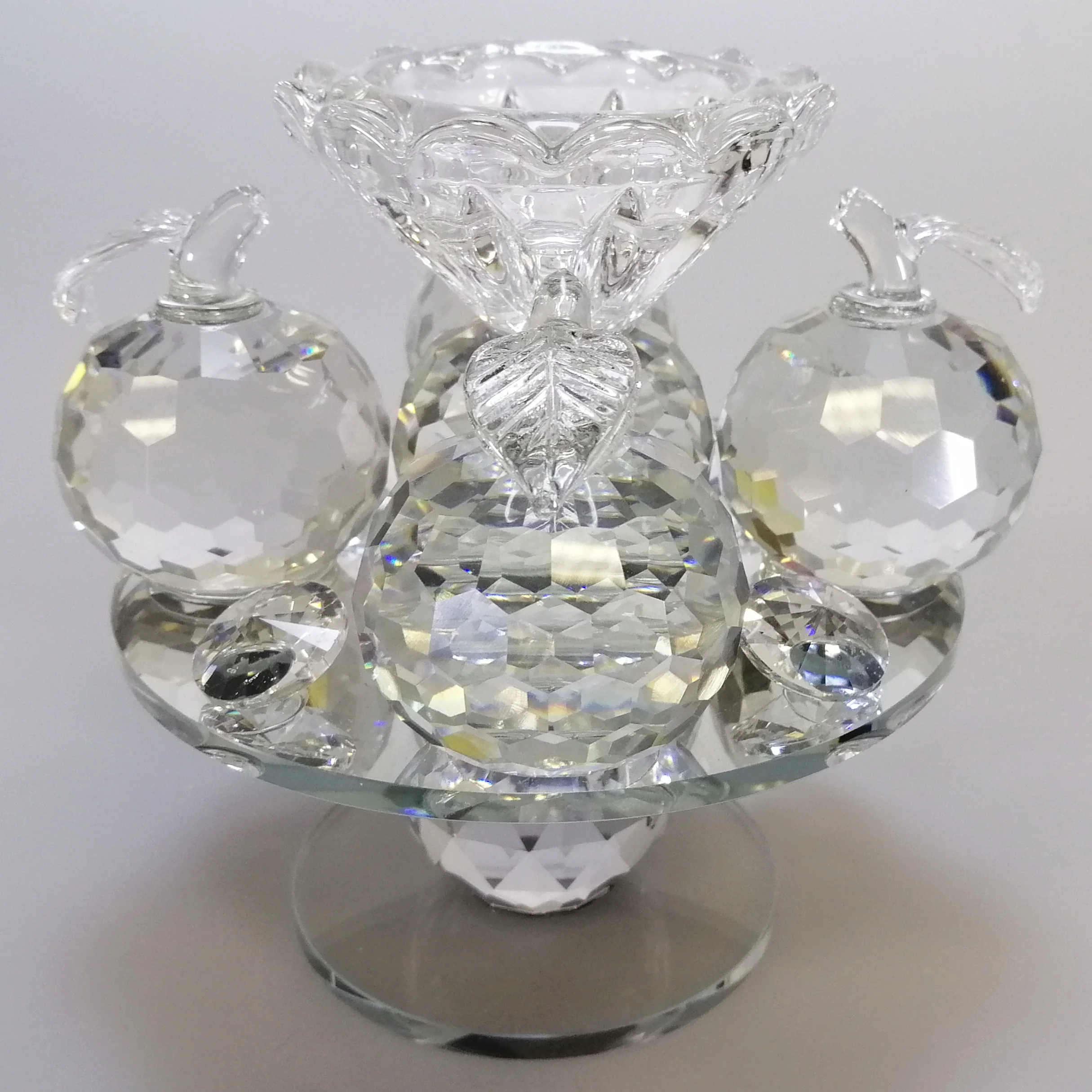Clear Glass Apples Tealight Holder on Turnable Plate - Image 3